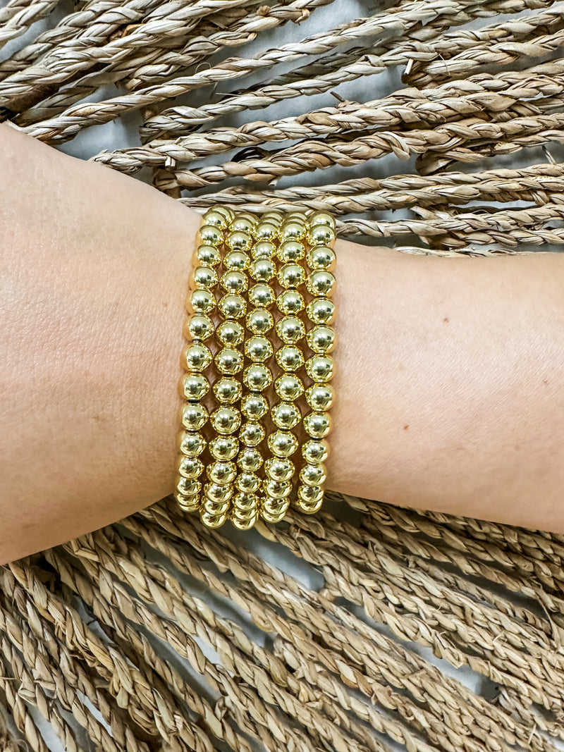 6MM Ball Gold Beaded Bracelet