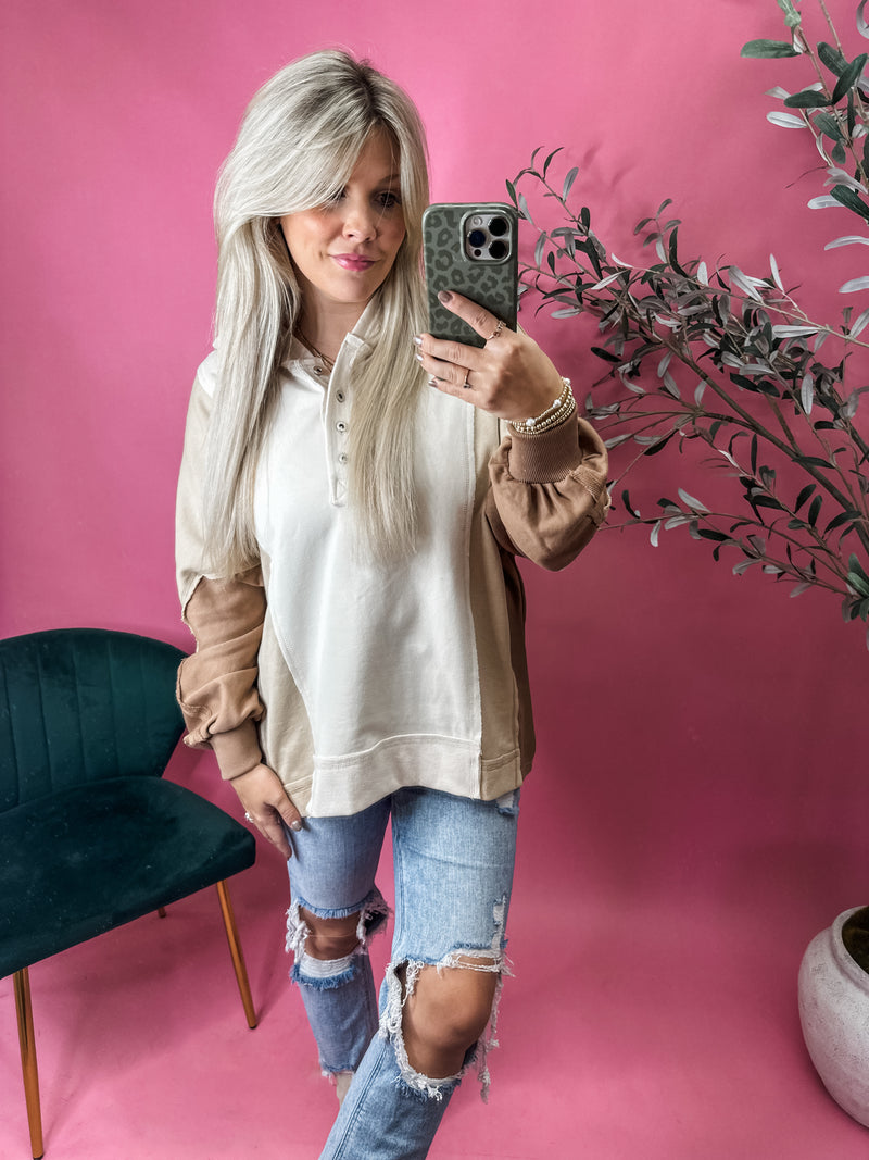 Feeling Free Oversized Pullover Mocha - DOORBUSTER