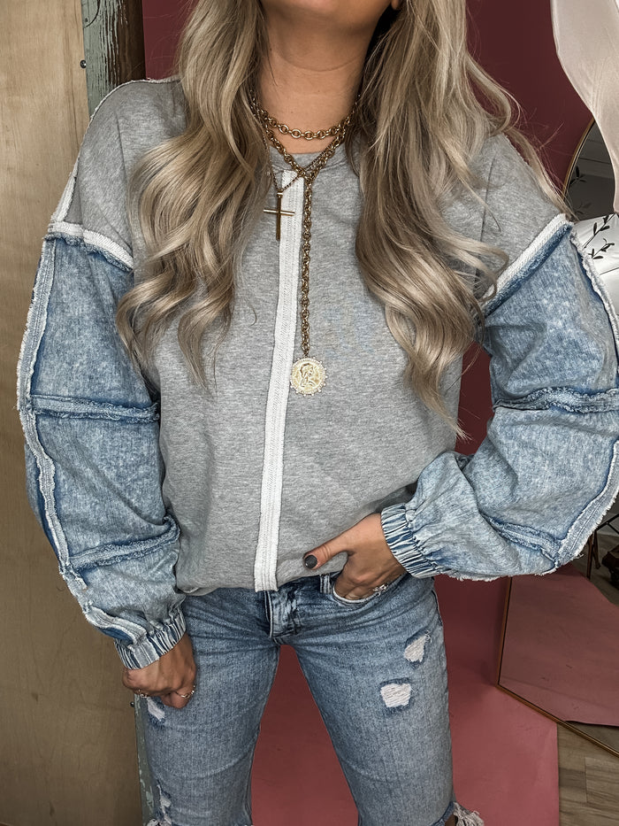 Blue Jean Baby Top - Grey DOORBUSTER