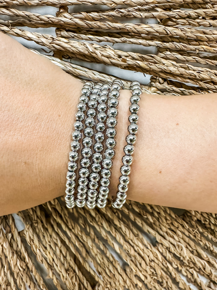 5MM Silver Beaded Bracelet