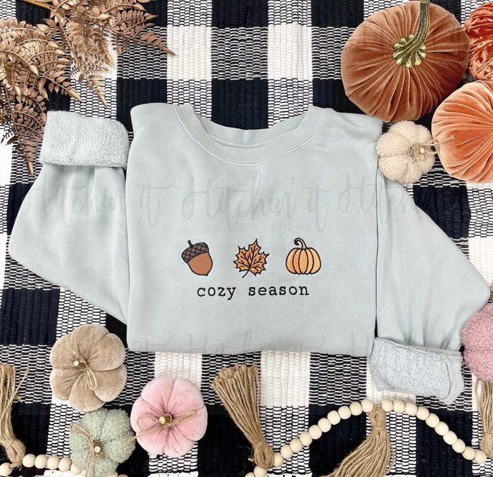 Cozy Season Fall Embroidered Sweatshirt