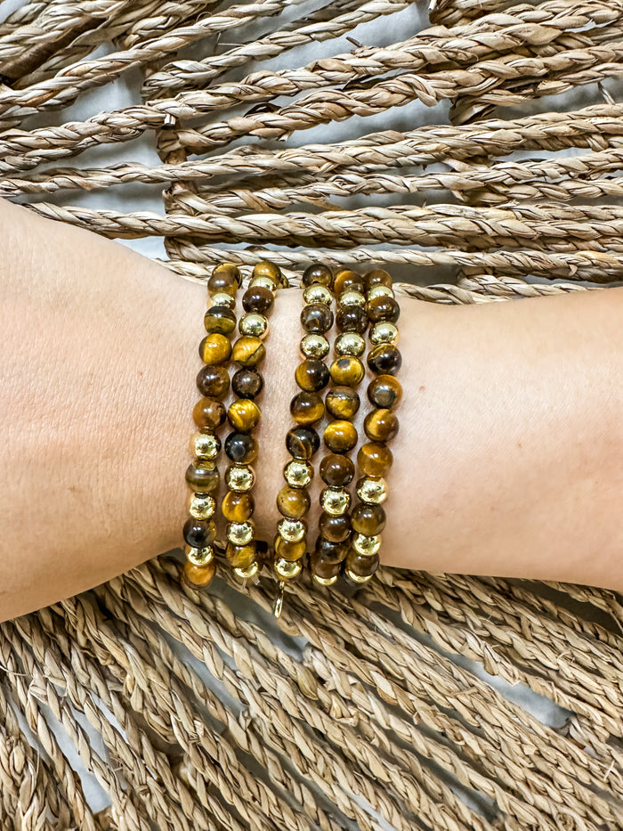 Tigers Eye Precious Stone Beaded Bracelet