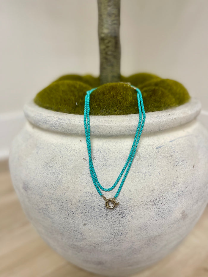 Enamel Box Chain Necklace