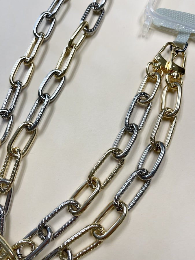 Long Two Tone Oval Pattern Chain