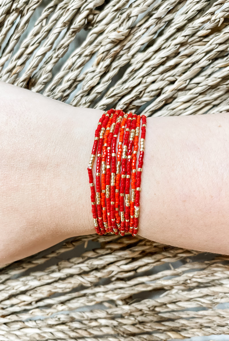 Red Seed Beaded Bracelet