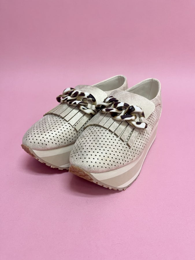 Tortoise Chain Loafers - Nude