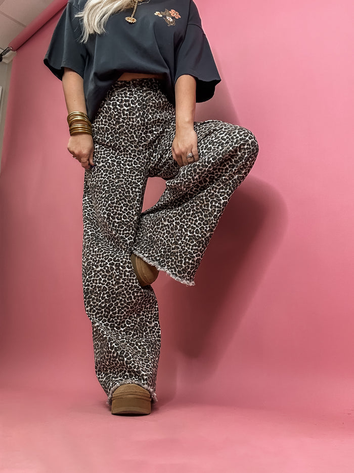 Wild About You Wide Leg Leopard Pants