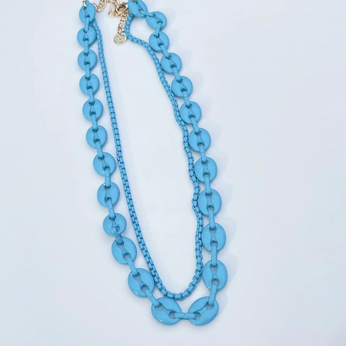 Double Chain Enamel Necklace