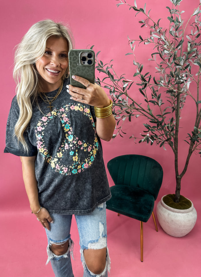 Boho Floral Peace Graphic Tee