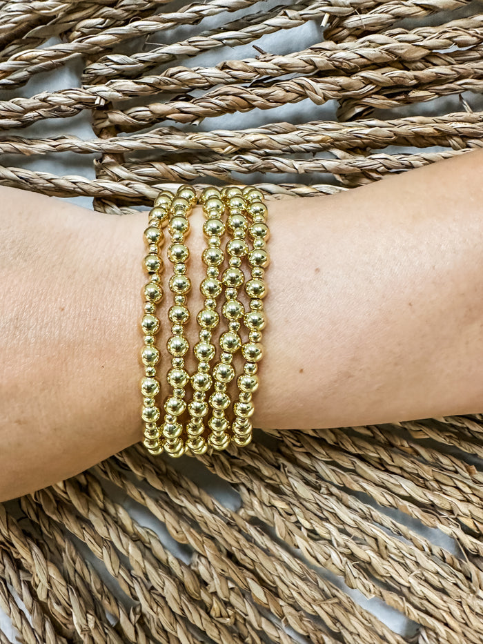 3MM+5MM Gold Graduated Beaded Bracelet