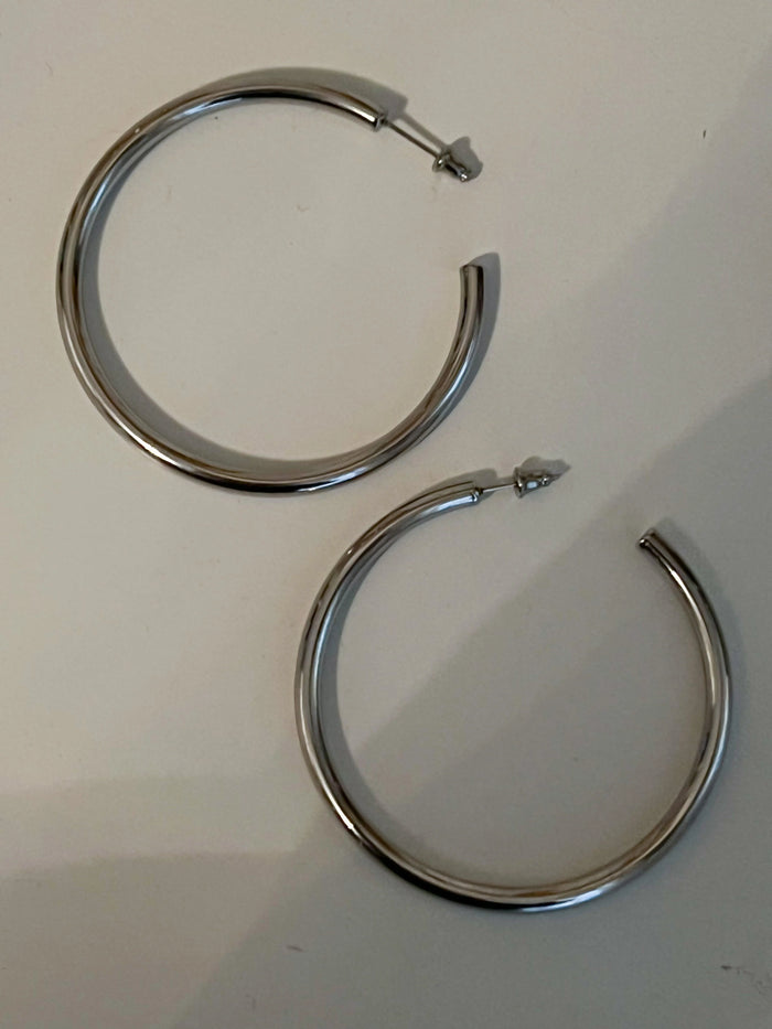 Large Silver Hoops