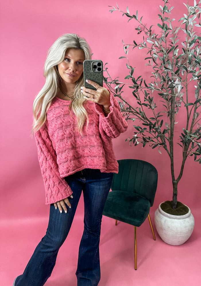 Crossed The Line Sweater - Pink