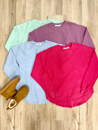 Rounded Hem Corded Sweatshirt