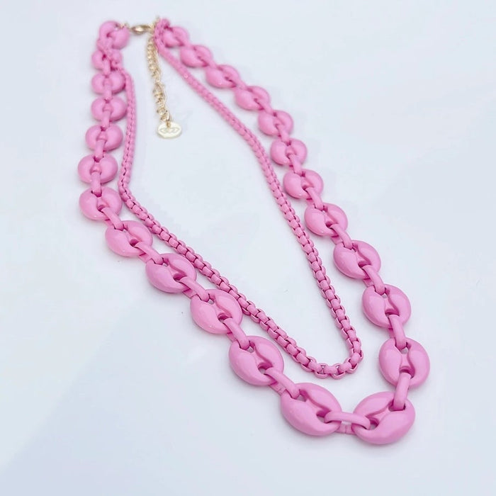 Double Chain Enamel Necklace