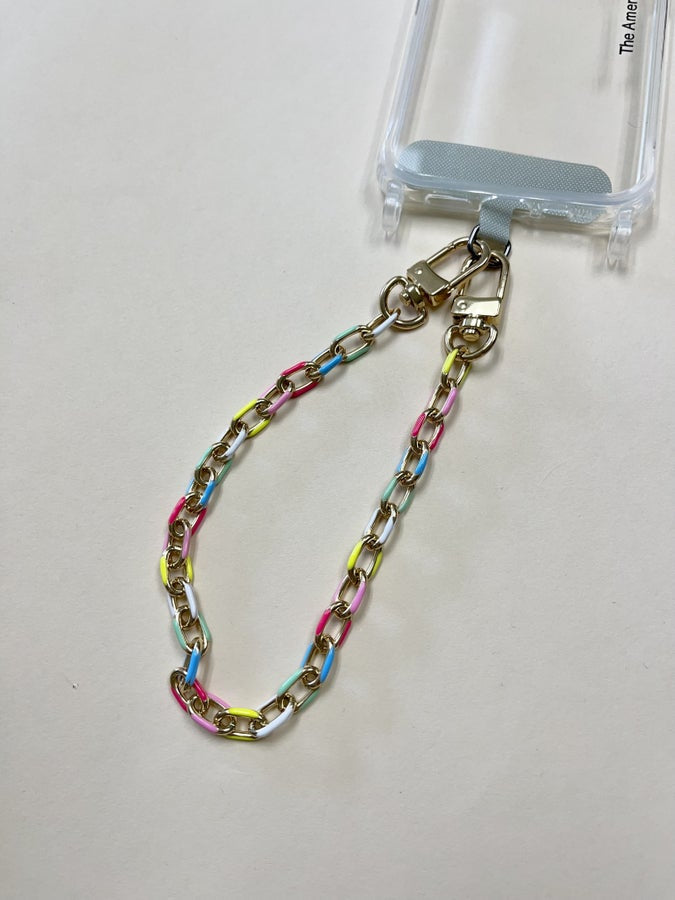 Short Multi Color Enamel Paperclip Chain